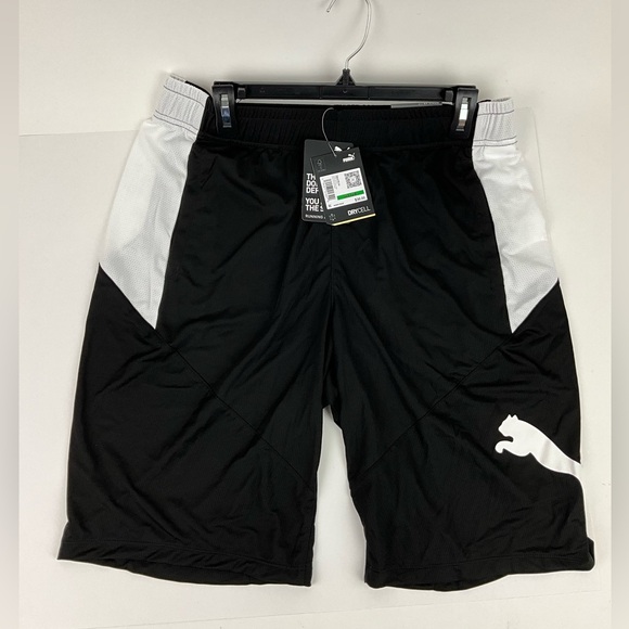 Puma Men's Black and White Cat Shorts Drycell Running Training NWT - Picture 1 of 6